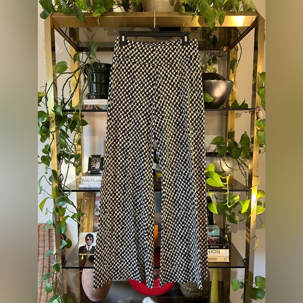 Philosophy Houndstooth Stretch Wide Leg Flare Soft Pants